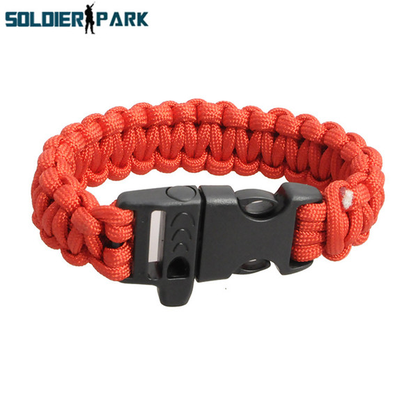 Outdoor Camping Hiking Climbing Travel Kit Gear Buckle Paracord Rescue Rope Escape Bracelet Woven Bracelet with Whistle* order<$18no track