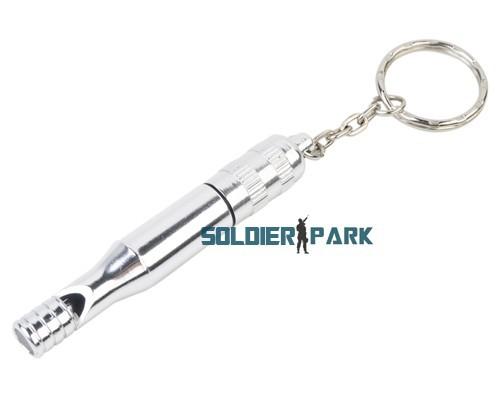 5pcs/lot Airsoft Tactical Multifunction Outdoor Survival Emergency Whistle Alloy Aluminium Flashlight Keychain Keyring Silver order<$18no tr