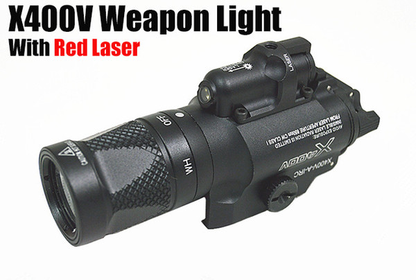 Tactical CNC Making SF X400V LED Pistol/Rifle Gun Light With Red Laser Black