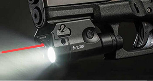 XC2 Laser Light Compact Pistol Flashlight With Red Dot Laser Tactical LED MINI White Light 200 Lumens Airsoft Flashlight