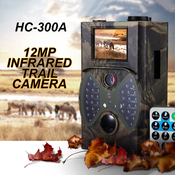 Wholesale-Hot Sale 12MP Wildlife Trail Cameras Scouting Digital Camera Infrared Trail Hunting Camera HC - 300A Trap Game Wildlife Cameras