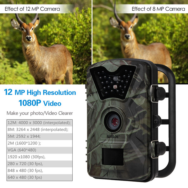 2018 BOBLOV Wildlife Night Vision Hunting Camera Trail Photo Trap Hunting Camera 12MP 1080P Waterproof Video Recorder for Security