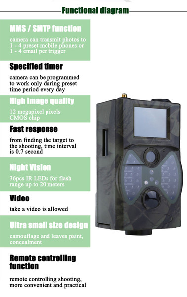 Outlife HC300M Hunting Trail Camera Email MMS GSM Trap Camera 12MP 1080P Night Vision GPRS Infrared Wild Hunting Camera Wildlife