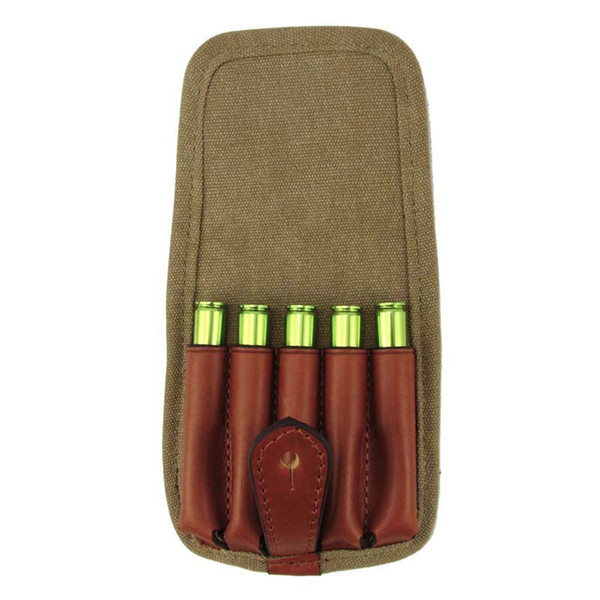 Free Shipping Tourbon Hunting Gun Accessory Tactical Ammo Holder Canvas and Leather Rifle Bullet Carrier Cartridges Pouch