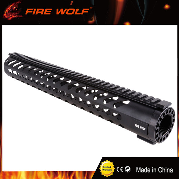 FIRE WOLF Keymod Tactical 15'' Carbine Free Floating Handguard Mount Bracket with Detachable Rails BLACK Free Shipping