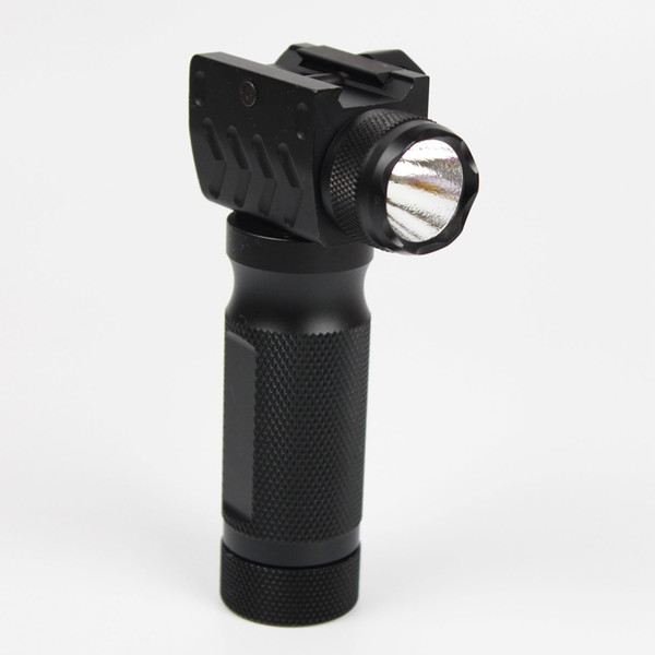 Tactical Aluminum Foregrip Vertical Grip w/ High Power Flashlight QR Rail Mount