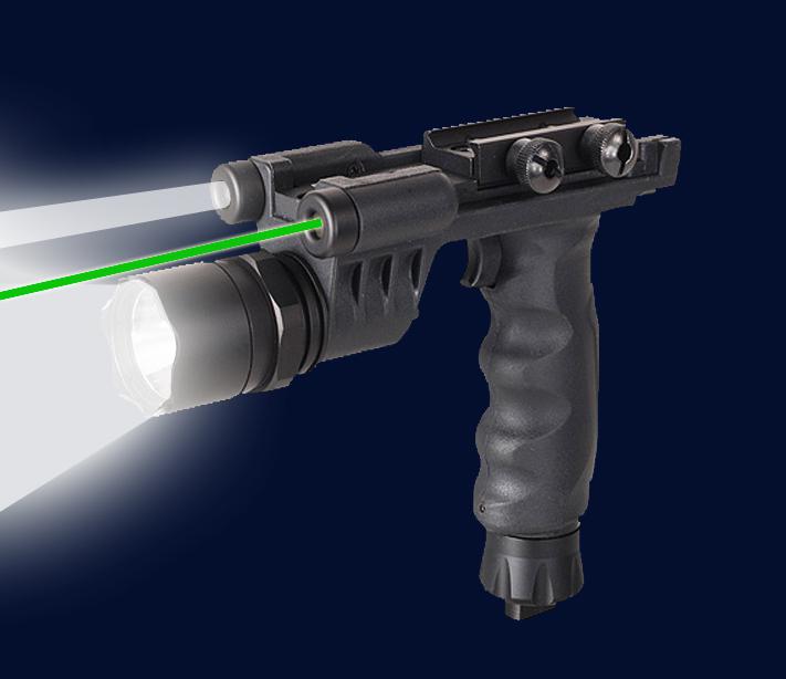 Quick Detachable Tactical Grip High Lumen LED Flashlight with Green Laser Combo