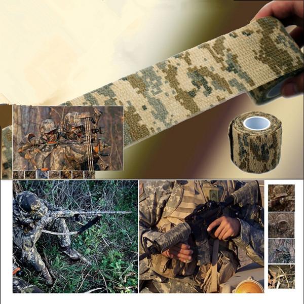 Free Shipping 4.5M/Roll Camo Stretch Bandage,Camping Hunting Camouflage Tape for Gun,Cloths Hot