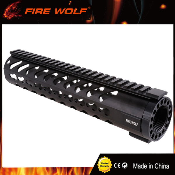 FIRE WOLF Keymod Tactical 10'' Carbine Free Floating Handguard Mount Bracket with Detachable Rails BLACK Free Shipping