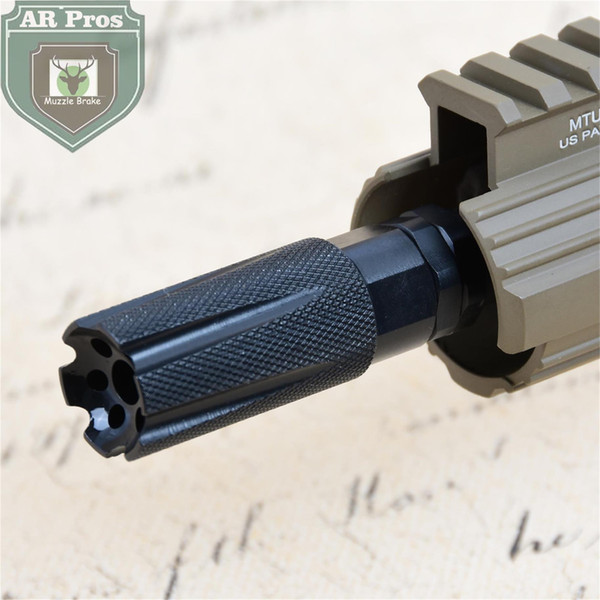 .223 5.56 1/2-28UNEF Black ShockWave Tactical Low Concussion Muzzle Brake with Jam Nut