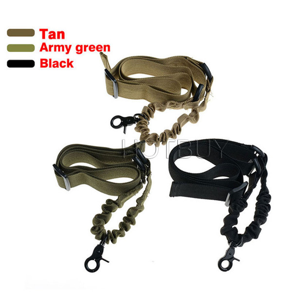 Tactical 1 Single Point Adjustable Bungee Rifle Gun Sling System Strap Hook Black Tan Army Green #4172