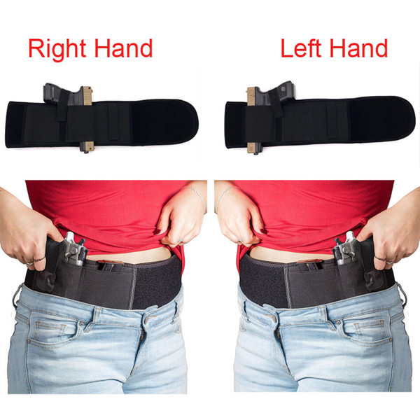 Concealed Belly Band Gun Holster with Magazine Adjustable Tactical Waist Pistol Holster Right Hand Left Hand Nylon Elastic Pistol Carrier