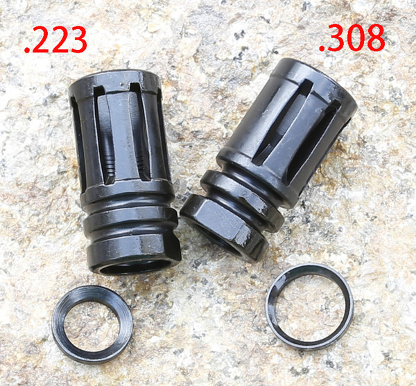 Steel birdcage flash hider 556/223 1/2*28 thread, birdcage flash hider .308 / 7.62 / .300 AAC 5/8*24 thread