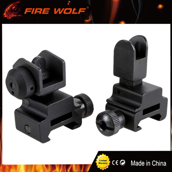 FIRE WOLF .223 Tactical Front/Rear Flip Up Sights Combo Fits all Picatinny Rails free shipping