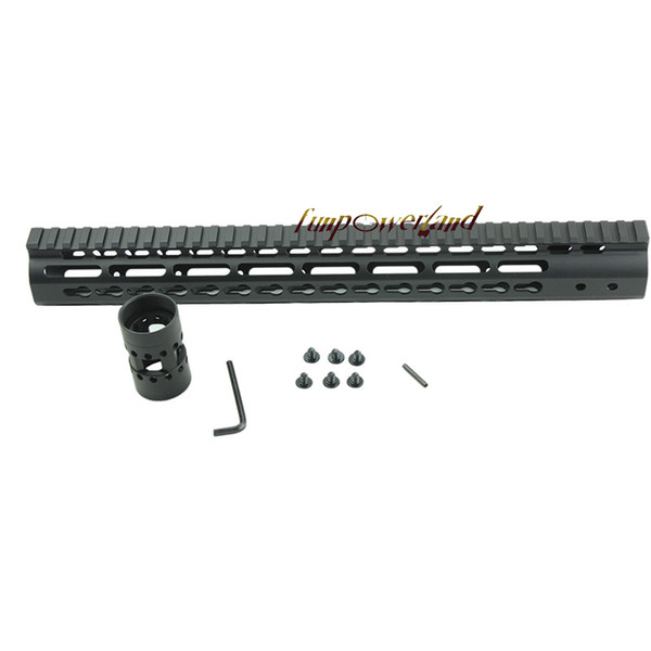 Funpowerland Black Float NSR 15 Inch Handguard One-piece Top Rail System KeyMod High Quality Lightest For AR-15 M4 M16