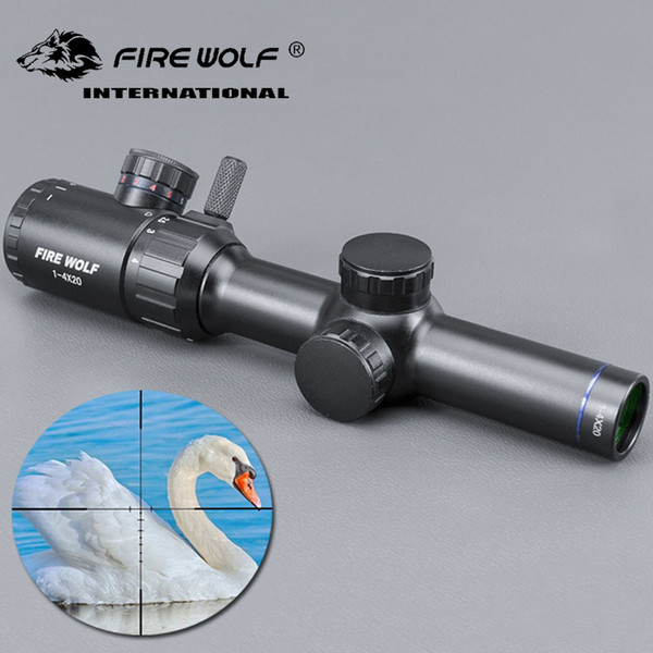 FRIE WOLF 1-4x20 Hunting Rifle scope Green Red Illuminated Riflescope With Range Finder Reticle Caza Rifle scope Air Rifle opti