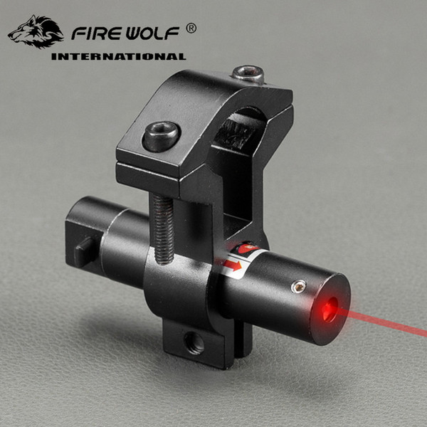 FIRE WOLF Tactical Hunting Red Dot Laser Sight Scopes Adjustable Barrel Tube Ring Mount for Rifle Free Shipping