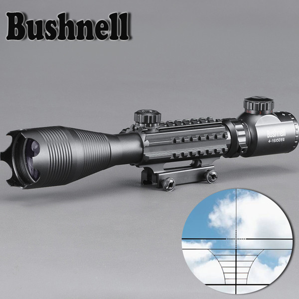 BUSHNELL 4-16x50 Red Green Illuminated Reticle Riflescope Sniper Scope with 20MM Rail Mounts for Good Hunting