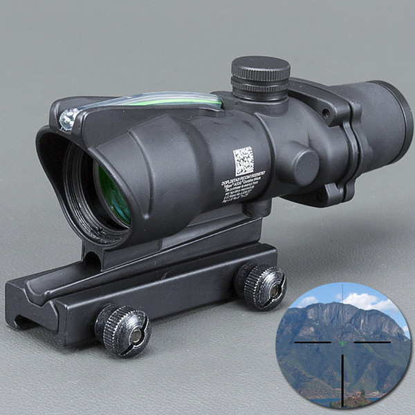 Trijicon Black Tactical 4X32 Scope Sight Real Fiber Optics Green Illuminated Tactical Riflescope with 20mm Dovetail for Hunting