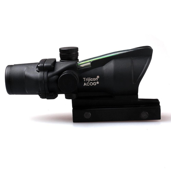 ACOG 4X32 Style Optical Tactical Scope Real Fiber Optic Red Crosshair Real Red or Green Fiber Source Duel Illuminated Rifle Scope
