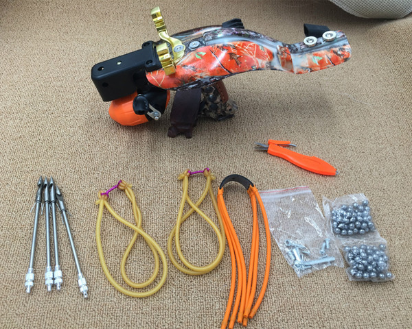 Handheld Slingshot MINI Spear Gun Fish Gun Fishing Reel Catapult Fish Dart Suit with Hand-protecter for Hunting Fishing
