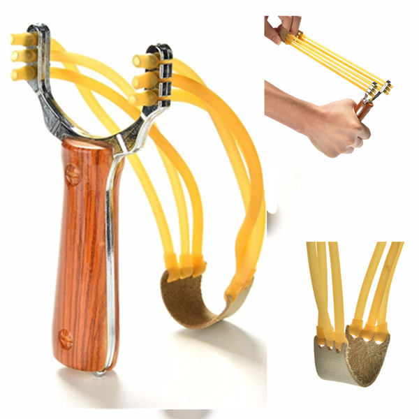 New Outdoor Shooting Rubber Bands Strip Slingshot Outdoor Hunting Game Toy Metal Wood Bow Catapult Sling Professional Tactical Pocket Sling