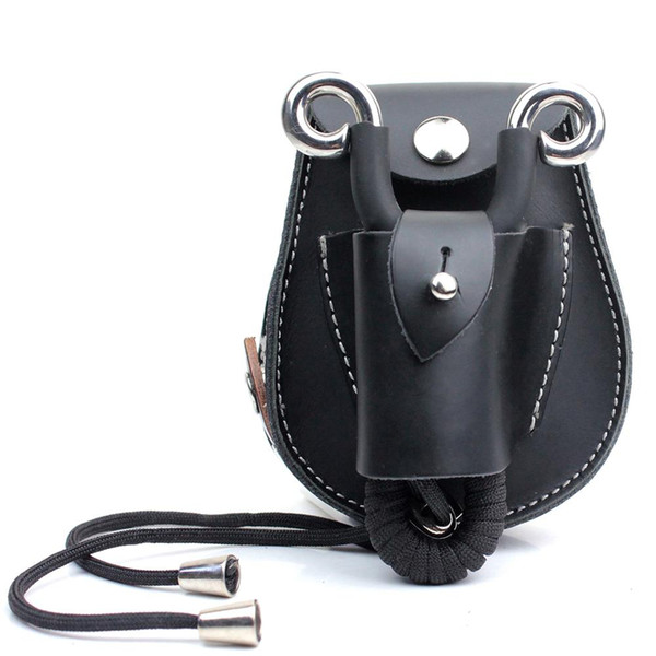 2 in 1 Genuine Leather Hunting Slingshot Pouch With Ball Magnet Ammo Pouch Bag Case Holder Belt Holster