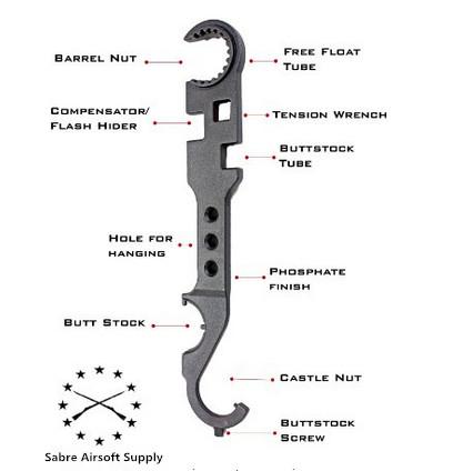 Free Shipping Tactical AR-15 Steel Armorers tool Armorer's Wrench for Removal and Installation of AR-15 Barrels