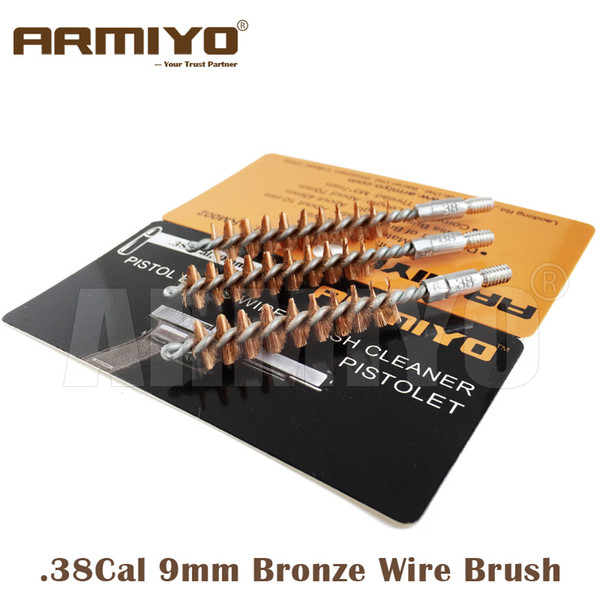 Armiyo 9mm .380 .38 .357 Cal Hunting Pistol Hand Gun Bronze Wire Barrel Cleaning Brush Screw Thread Size 8-32