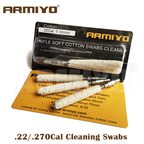 Armiyo .22Cal .22/.270cal Hunting Rifle Tactical Cotton Gun Cleaning Swabs Barrel Airsoft Cleaner Tool Screw Thread Size 8-32