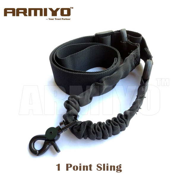 Armiyo 1 Point Shoulder Strap Elastic Bungee Tactical Nylon Airsoft Gun Sling For Hunting Black Dark Earth Green