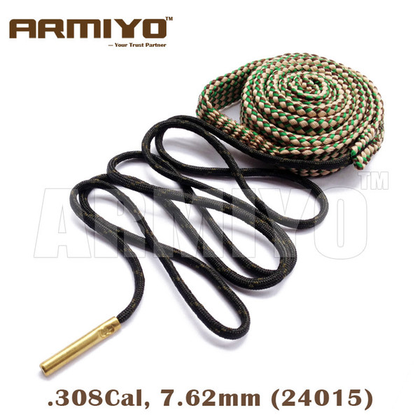 Armiyo Bore Snake Gun Barrel Rope Brush Cleaner Hunting Rifle Cleaning 7.62mm .308 30-30 .30-06 .300 .303 Cal 24015 Bagged Package