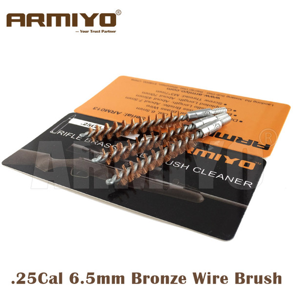 Armiyo .25Cal 6.5mm Bronze Wire Brush Rifle Barrel Cleaner Hunting Gun Airsoft Cleaning Tool Screw Thread Size 8-32