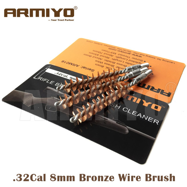 Armiyo .32Cal 8mm Hunting Rifle Barrel Cleaner Bronze Wire Cleaning Brush Tool Airsoft Screw Thread Size 8-32