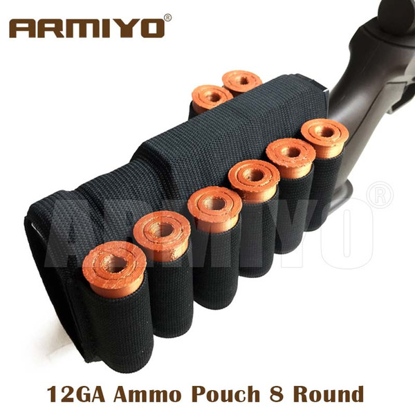 Armiyo Tactical 8 Round 12GA 12 Gauge Gun Battle Hunting Ammo Shells Stock Bullet Pouch Black Shooting Accessories