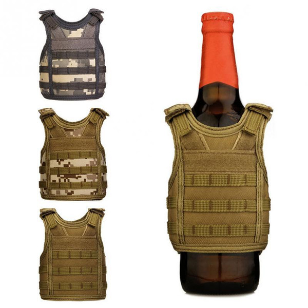 Creative Tactical Beer Beverage Bottle Cooler Vest Molle Mini Hunting Vests Model Cup Sleeve Beverage Coolers adjustable shoulder straps