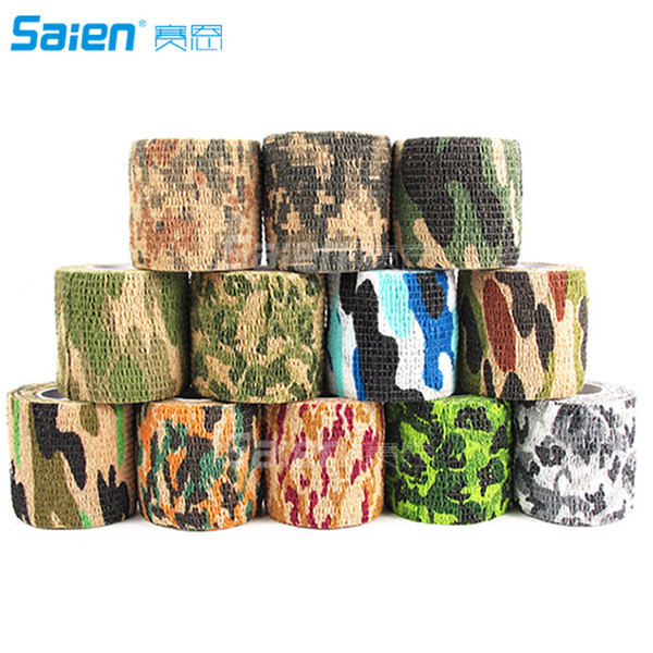 5 Rolls 14.8x0.16ft Military Camouflage Tape Camo Wrap Outdoor Self-adhesive Protective Camo Form Non-woven Fabric Camo Stretch Bandage