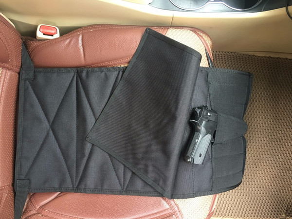 Multifunction Concealed Under Seat Concealment Pistol Holster with Spare Pouch for Large Medium Handguns Adjustable for Most Cars