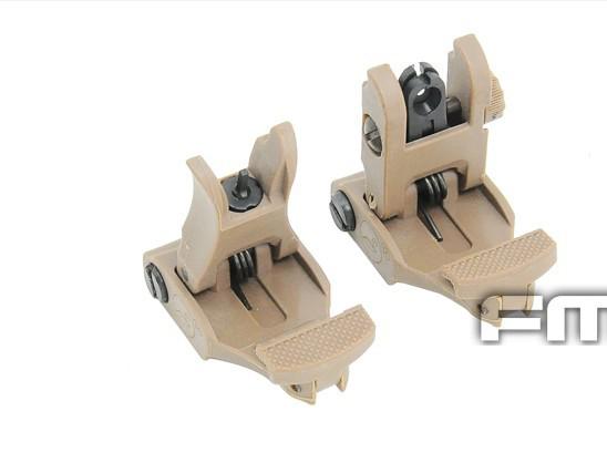 FIRECULB AR-15 Rapid Tactical Polymer Front & Rear Flip-up Sight Tan free shipping