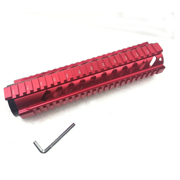 10 inch Length Free Float Quad Rail Mounting System Handguard ,Red Color