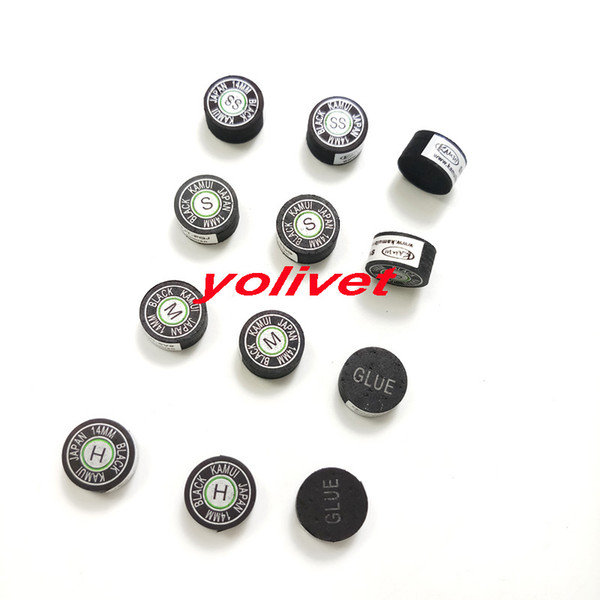 10pcs 14mm Taiwan Kamui Billiards Pool cue tips Black with green circle design tips in SS/S/M/H optional High quality cue stick accessories