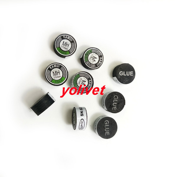 free shipping 10pcs 11mm Taiwan Kamui Pool Snooker tips in M/MH Latest black with green circle design cue stick tips Billiards accessories