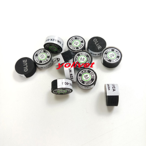 10pcs 11mm Taiwan Kamui Pool Snooker cue tips in M/MH black with green circle design cue stick tips Billiards accessories
