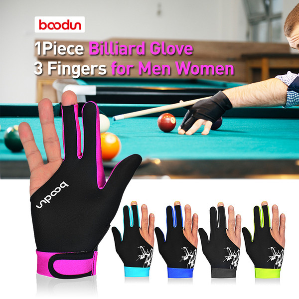 2018 BOODUN 1 Piece 3 Fingers Cue Billiard Glove Men Women Sports Glove Billiard Shooters Right Left Interchangeable Snooker Gloves