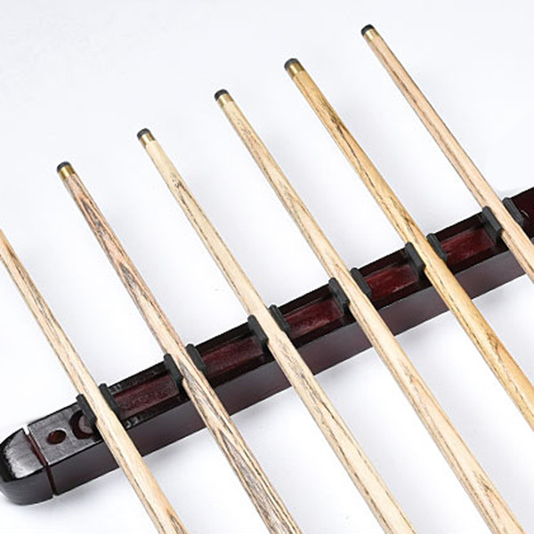 1 Set Billiard Pool Snooker Table Wall Mount Hanging Professional 6 Cue Sticks Solid Wood Rack Holder 39 x 4 x 3cm