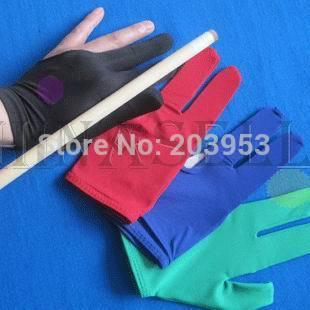Wholesale- elasticity snooker pool billiards cue gloves billiard three finger glove 8 balls 9balls gloves