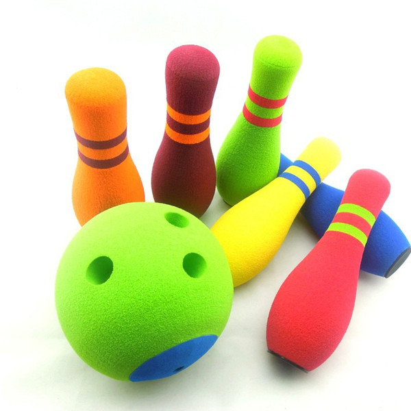 Bowling Set Eco Friendly Rubber Balls Indoor And Outdoor Parent Child Toys Bowlings Kit Kindergarten Training Soft Safe Anti Noise 63ys F