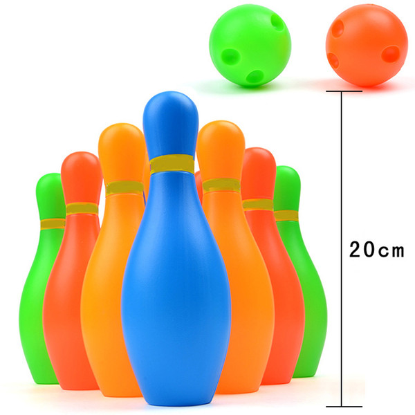 10Pcs Bowling+2Pcs ball Mini colored Plastic Bowling Set Indoor Bowling Toy Children's Parent-child Free