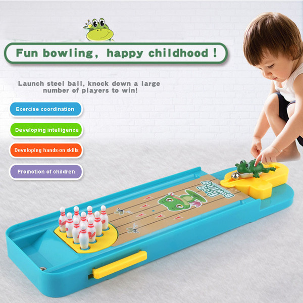 High Quality Cartoon Frog Bowling Balls Pins Table Set Shooting Game Sports Party Entertainment Equipment Gift for Children