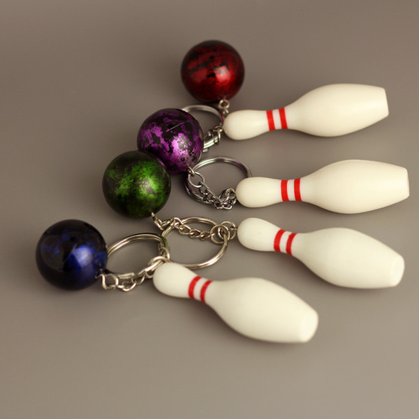 Bowling Pin Keychain New Arrival Colorful Plastic Ball Set Sports Simulation Souvenirs Key Ring Small Gift Pendant Ornaments 2 6ns F